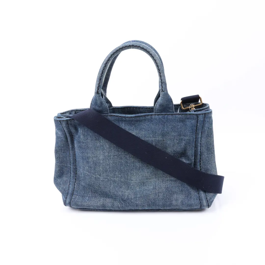 Prada Canapa Blue Denim Tote Bag