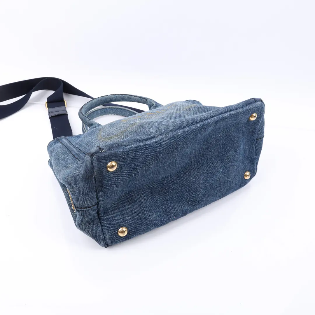 Prada Canapa Blue Denim Tote Bag