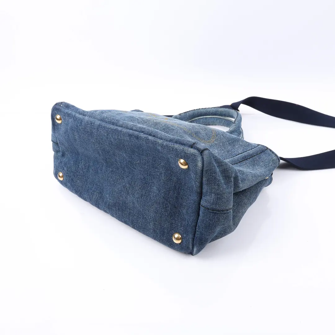 Prada Canapa Blue Denim Tote Bag