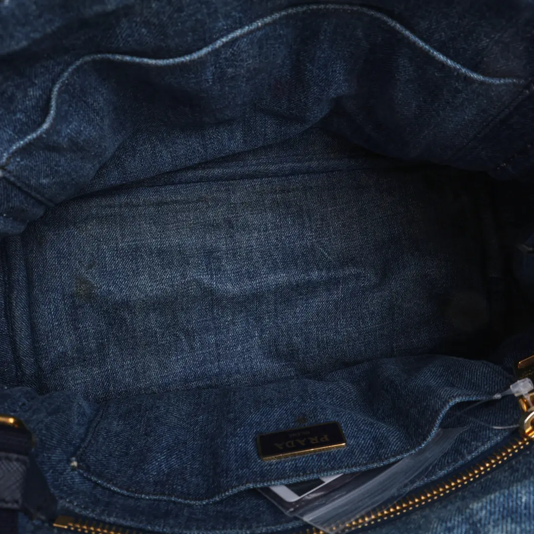 Prada Canapa Blue Denim Tote Bag