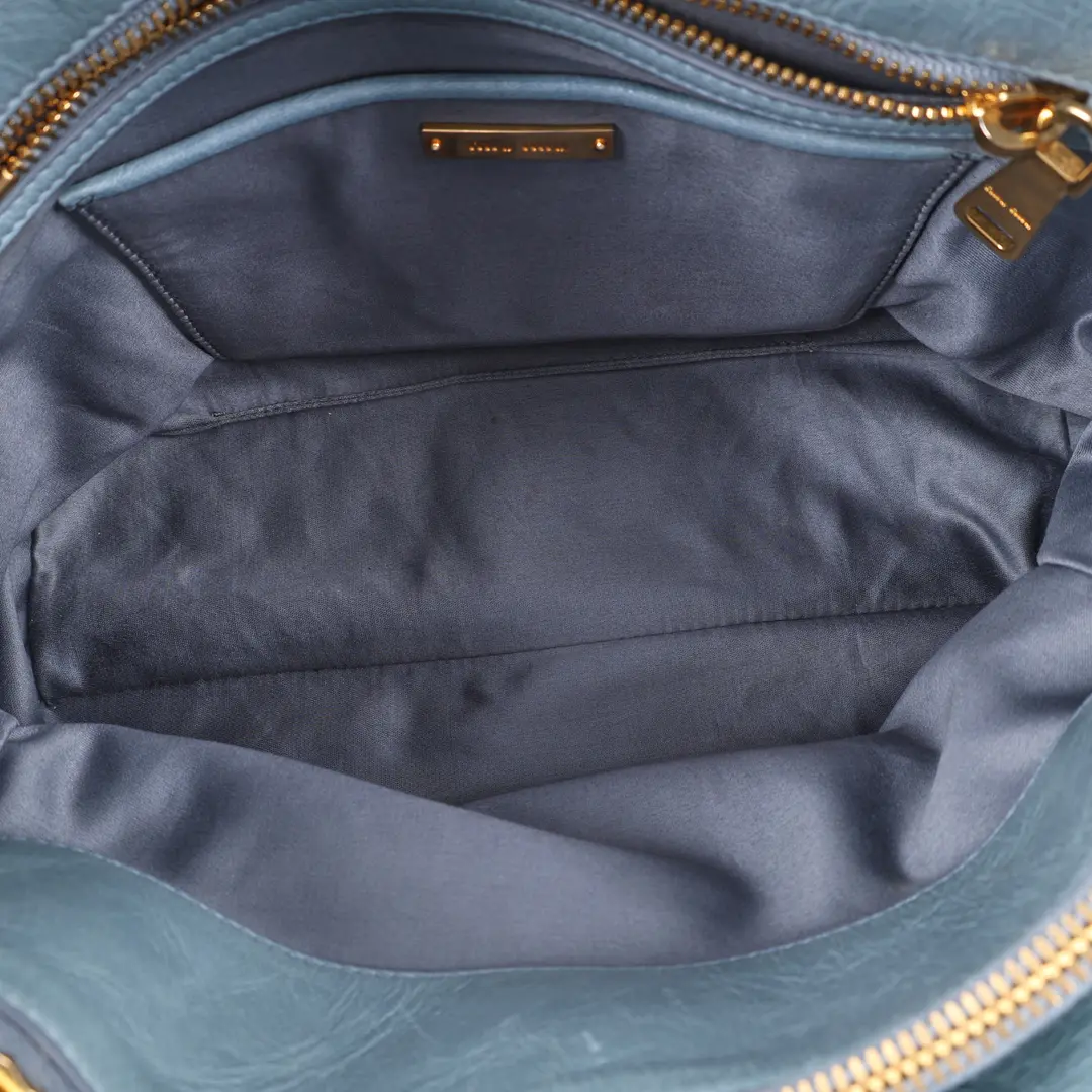 Miu Miu Matelasse Blue Leather Tote Bag