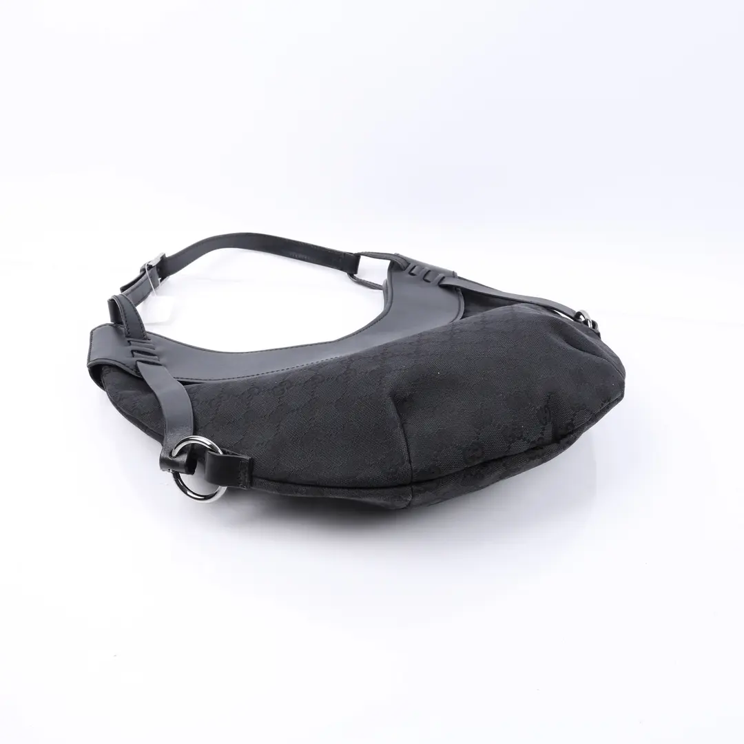 Gucci Crescent Black GG Canvas Shoulder Bag