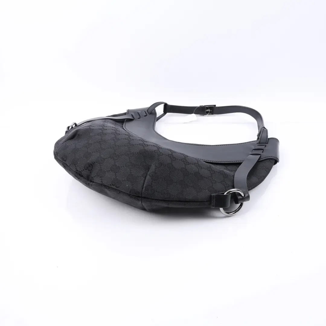 Gucci Crescent Black GG Canvas Shoulder Bag