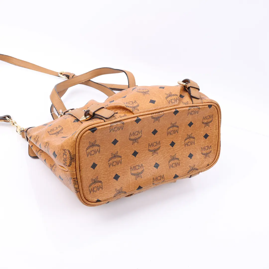 MCM Visetos Brown Canvas Shoulder Bag