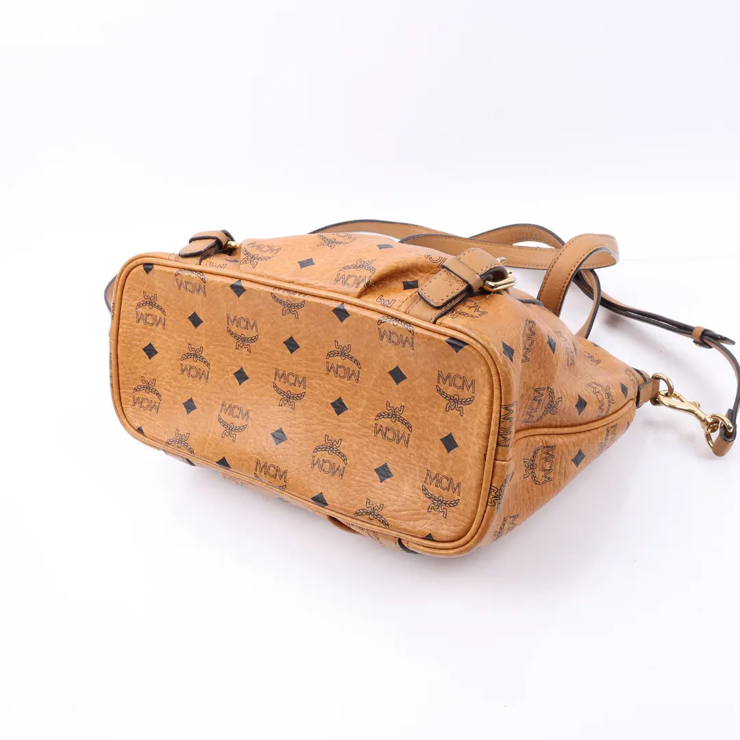 MCM Visetos Brown Canvas Shoulder Bag