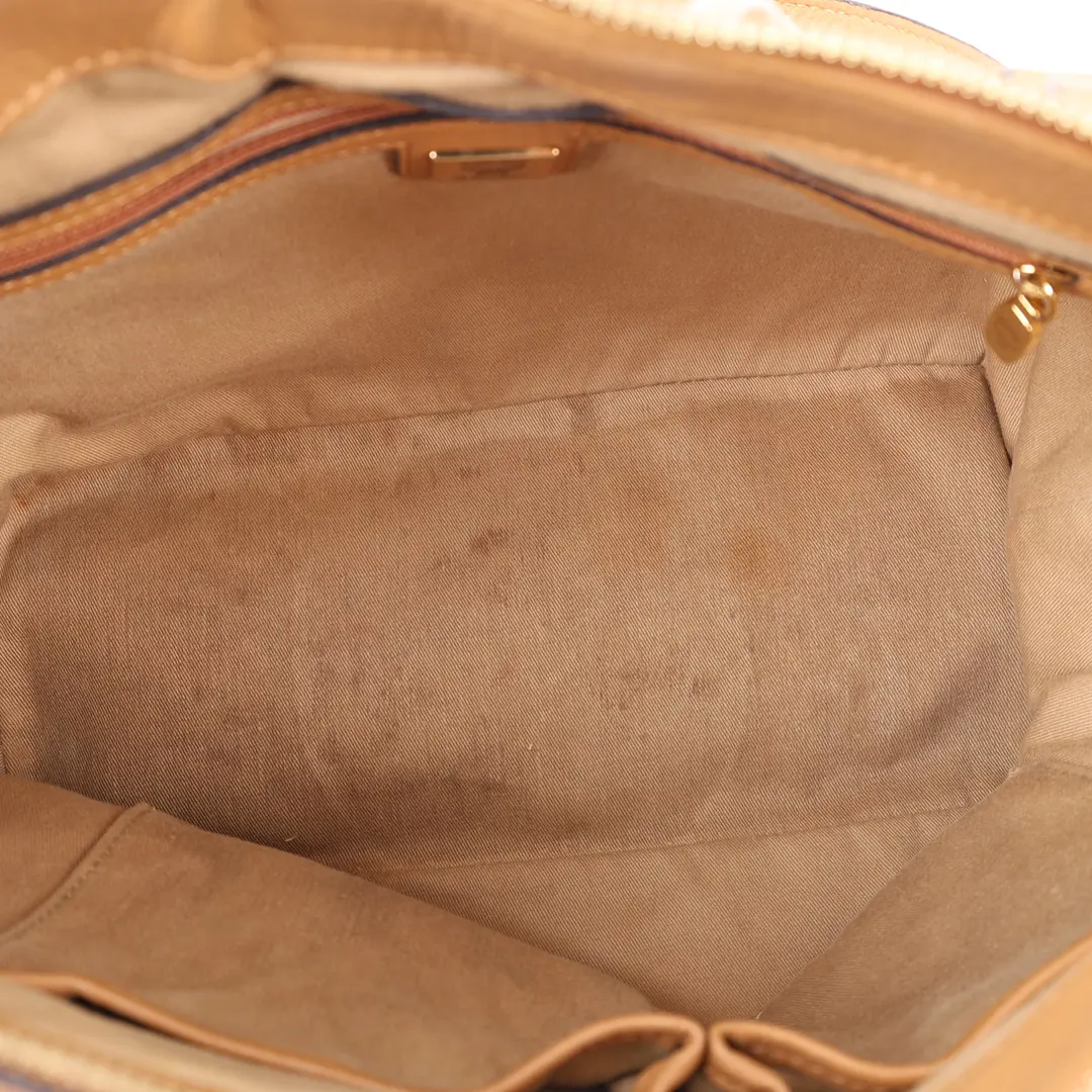 MCM Visetos Brown Canvas Shoulder Bag