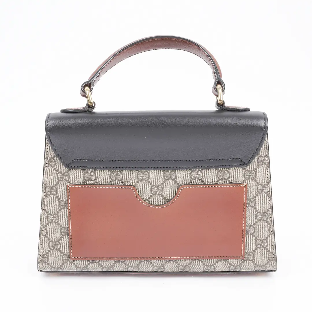 Gucci Padlock Brown GG Supreme Leather Top Handle Bag