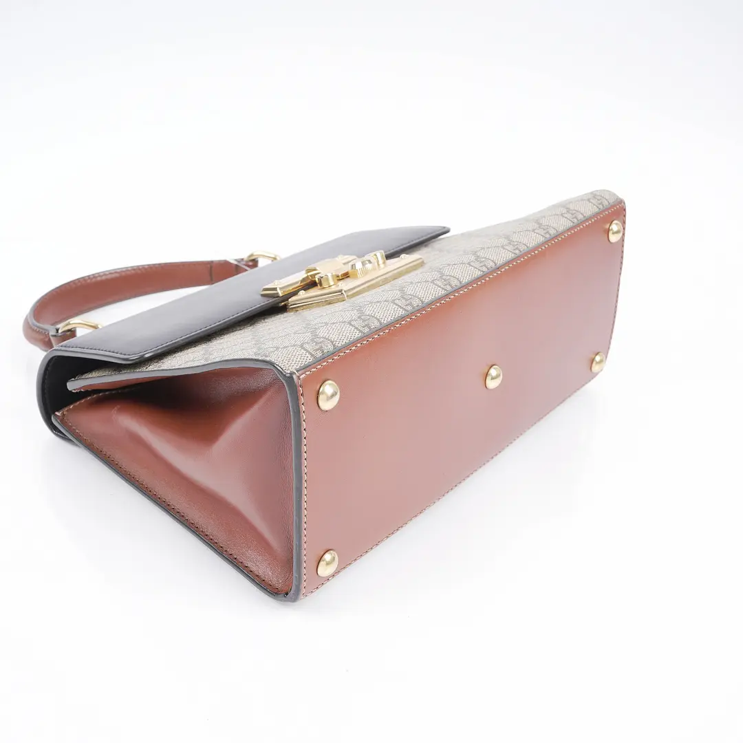 Gucci Padlock Brown GG Supreme Leather Top Handle Bag