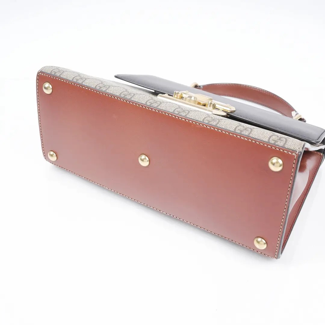 Gucci Padlock Brown GG Supreme Leather Top Handle Bag