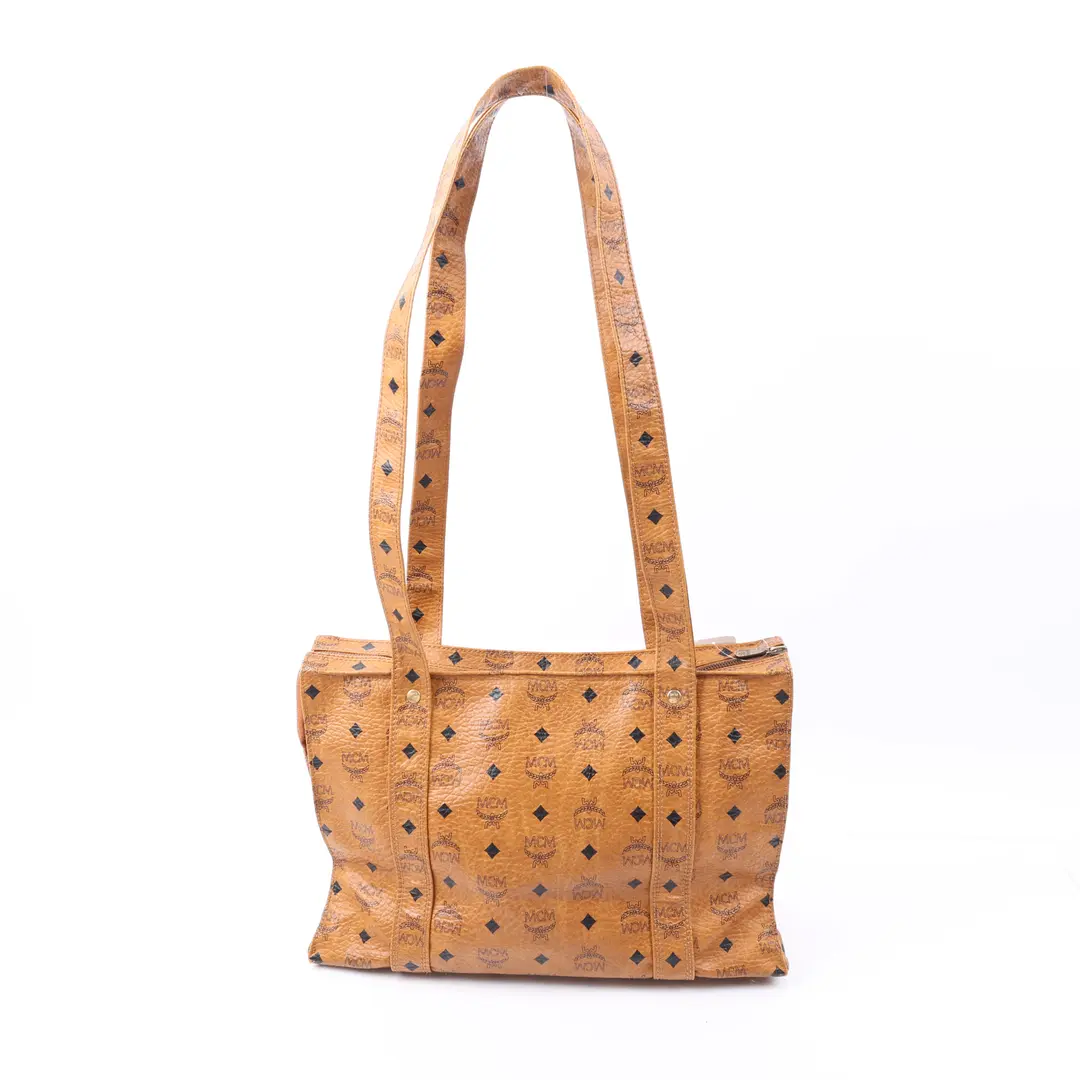 MCM Visetos Brown Monogram Canvas Shoulder Bag