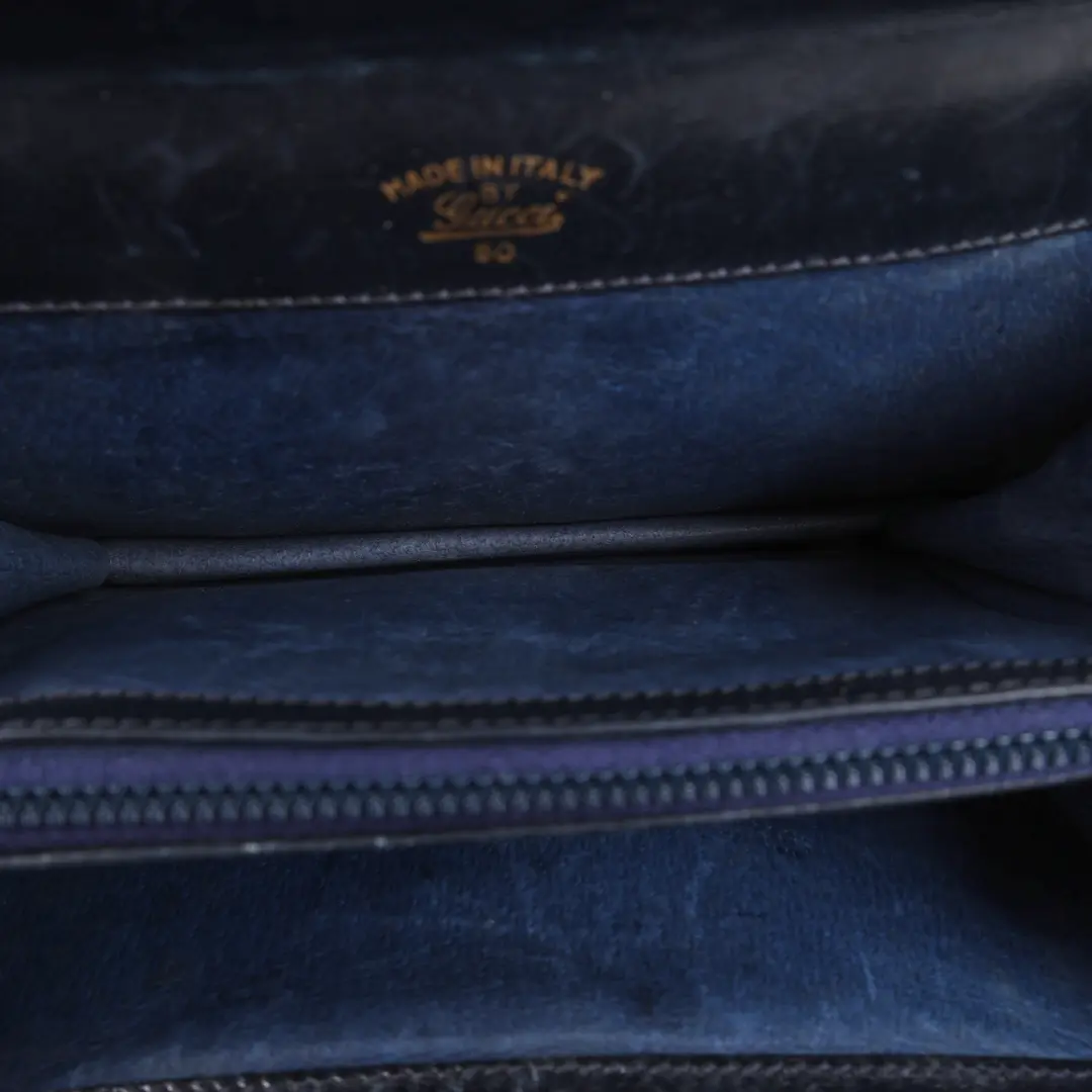 Gucci Vintage Sherry Line Blue GG Canvas Shoulder Bag