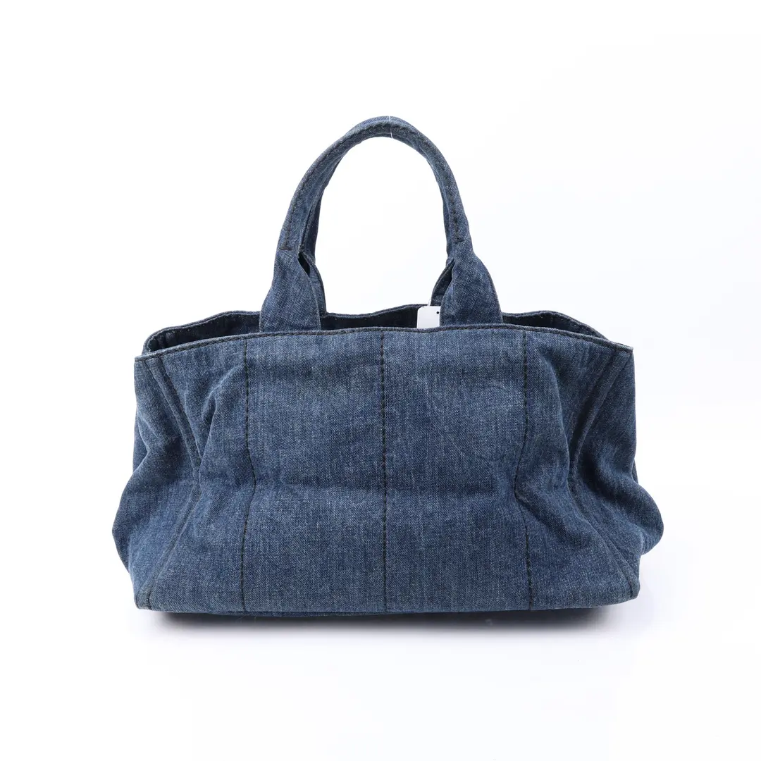 Prada Canapa Blue Denim Tote Bag