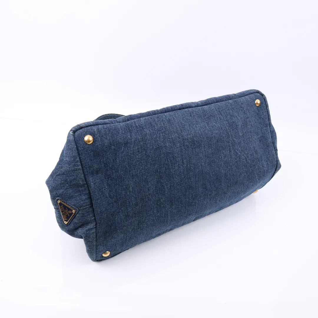 Prada Canapa Blue Denim Tote Bag