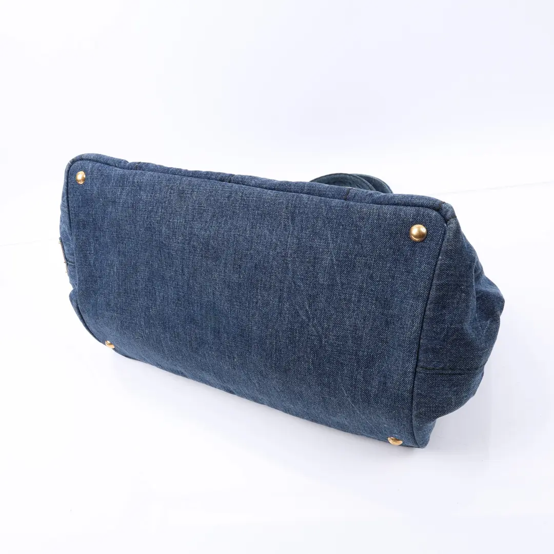 Prada Canapa Blue Denim Tote Bag