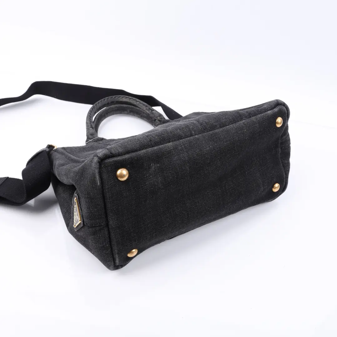 Prada Canapa Black Denim Tote Bag
