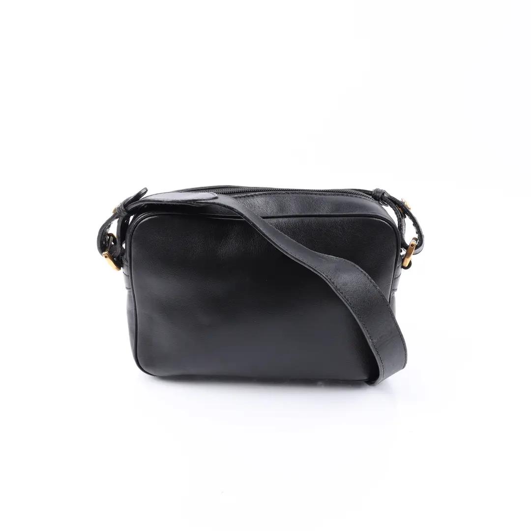 Gucci Vintage Interlocking G Black Leather Shoulder Bag