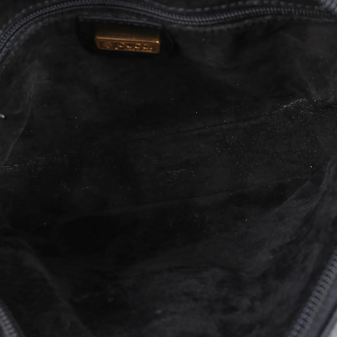Gucci Vintage Interlocking G Black Leather Shoulder Bag