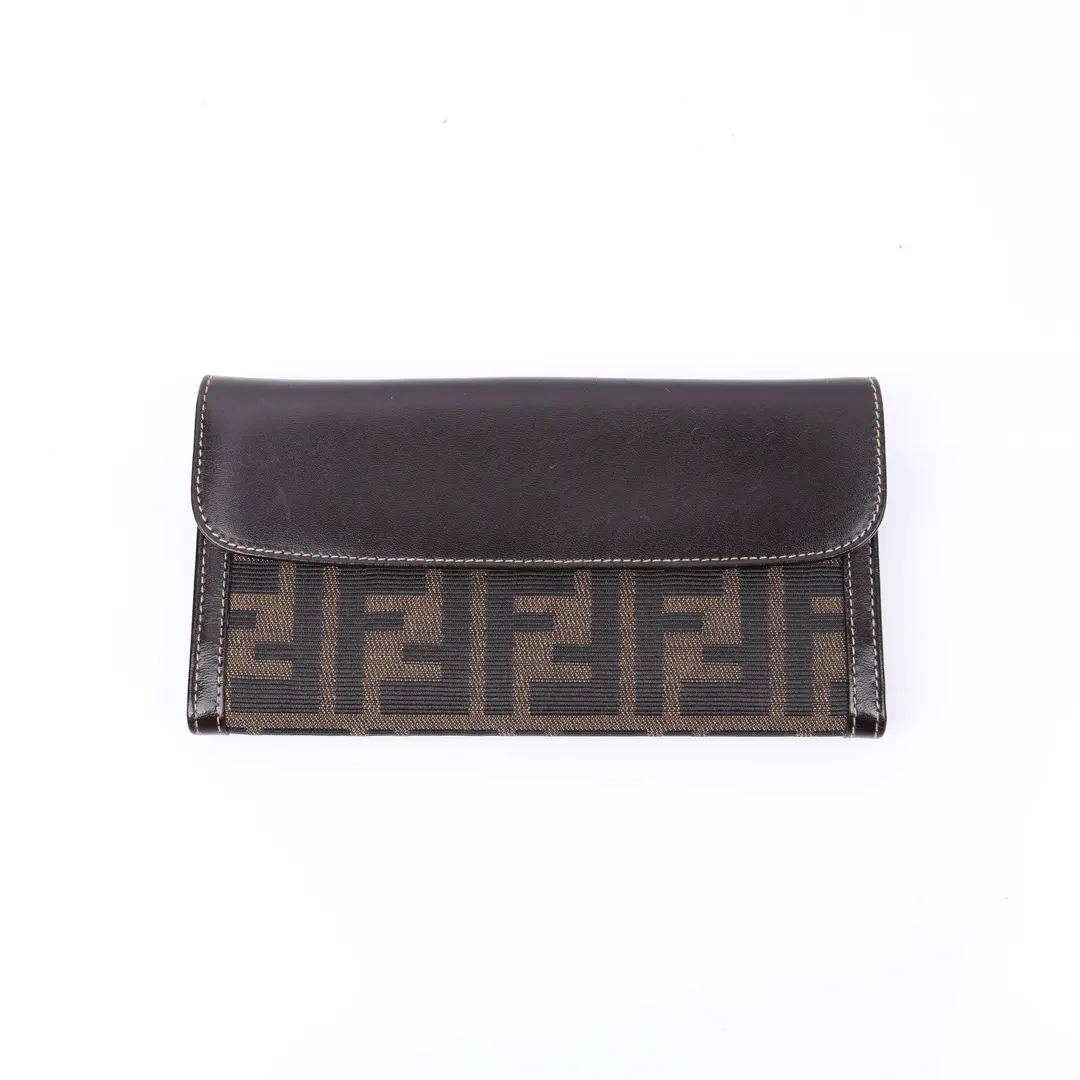 Fendi Zucca Brown Canvas Long Wallet