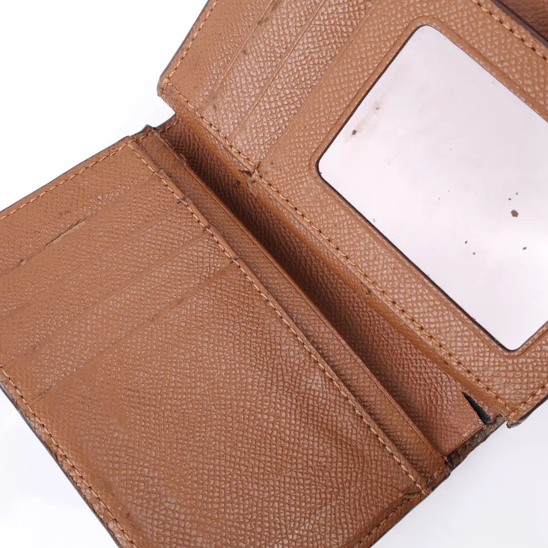 Coach Signature Brown Canvas Medium Corner Zip Wallet