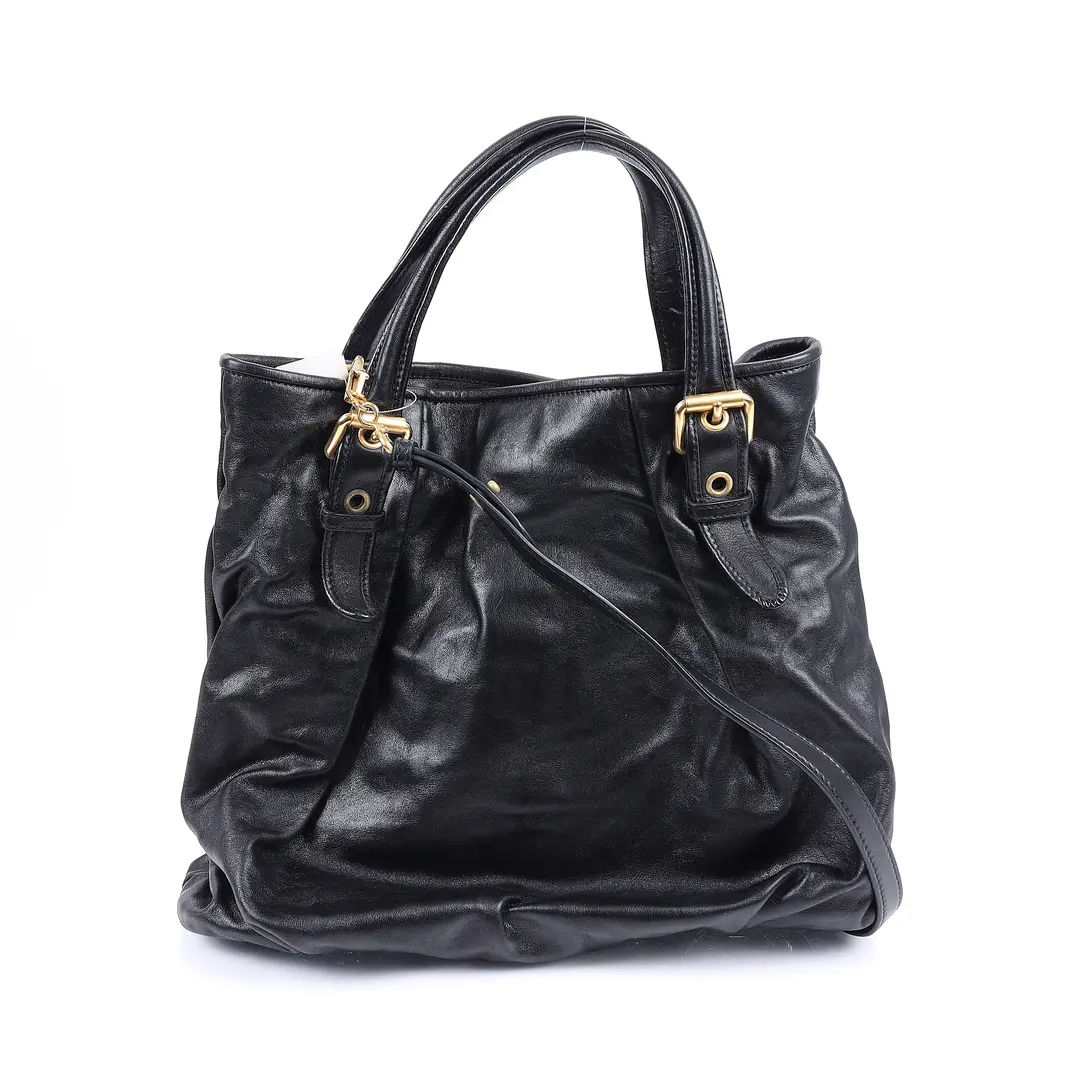 Miu Miu Vitello Lux Black Leather Shoulder Bag
