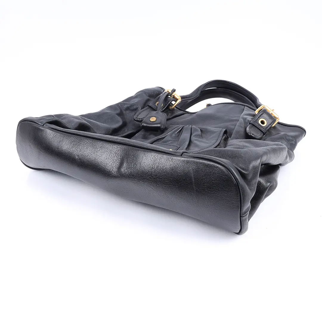 Miu Miu Vitello Lux Black Leather Shoulder Bag