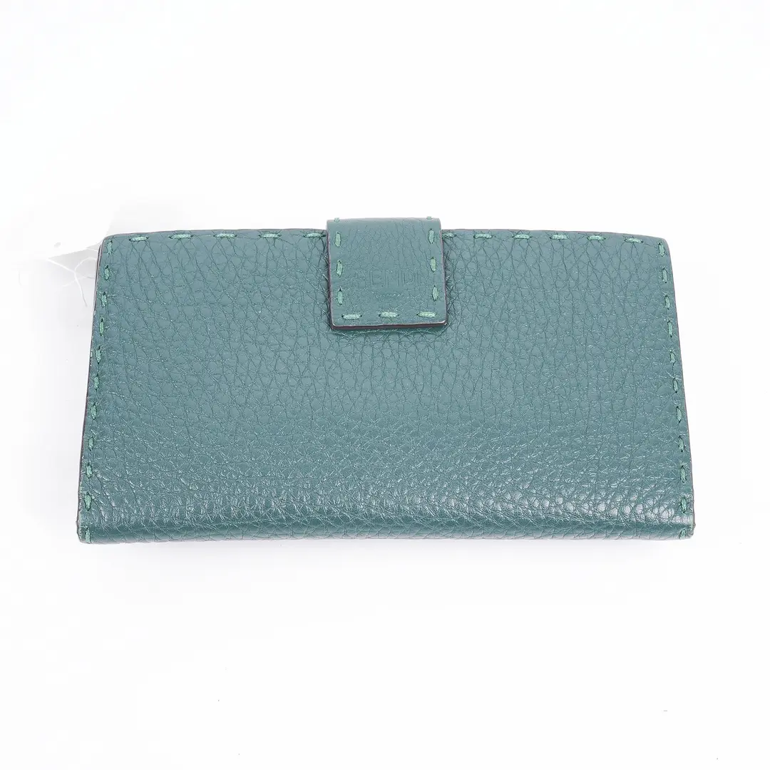 Fendi Peekaboo Green Selleria Leather Wallet