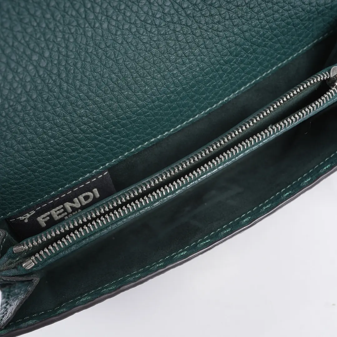 Fendi Peekaboo Green Selleria Leather Wallet