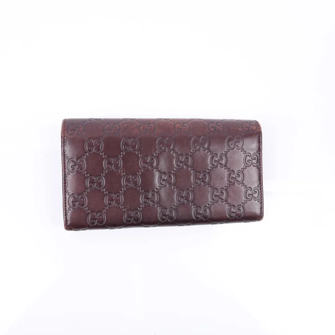 Gucci Lovely Guccissima Brown Leather Flap Wallet