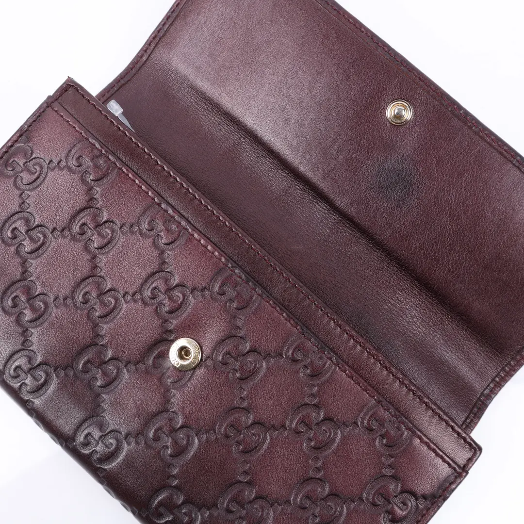 Gucci Lovely Guccissima Brown Leather Flap Wallet