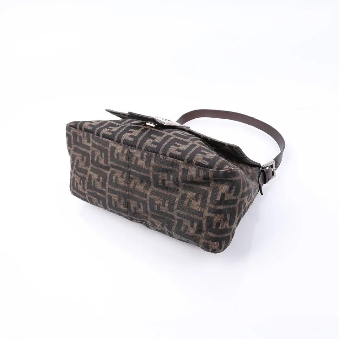Fendi Zucca Baguette Brown Canvas Shoulder Bag