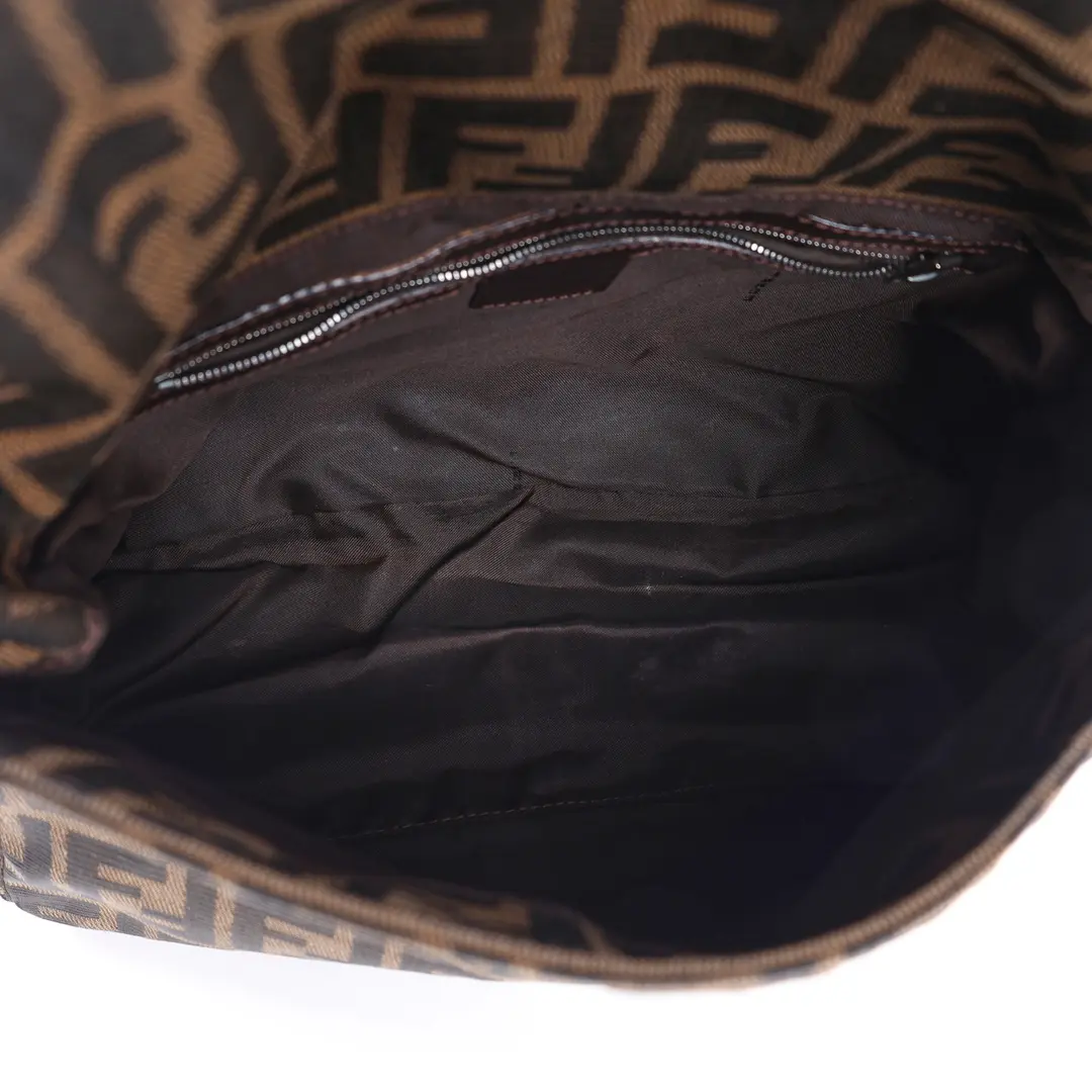 Fendi Zucca Baguette Brown Canvas Shoulder Bag