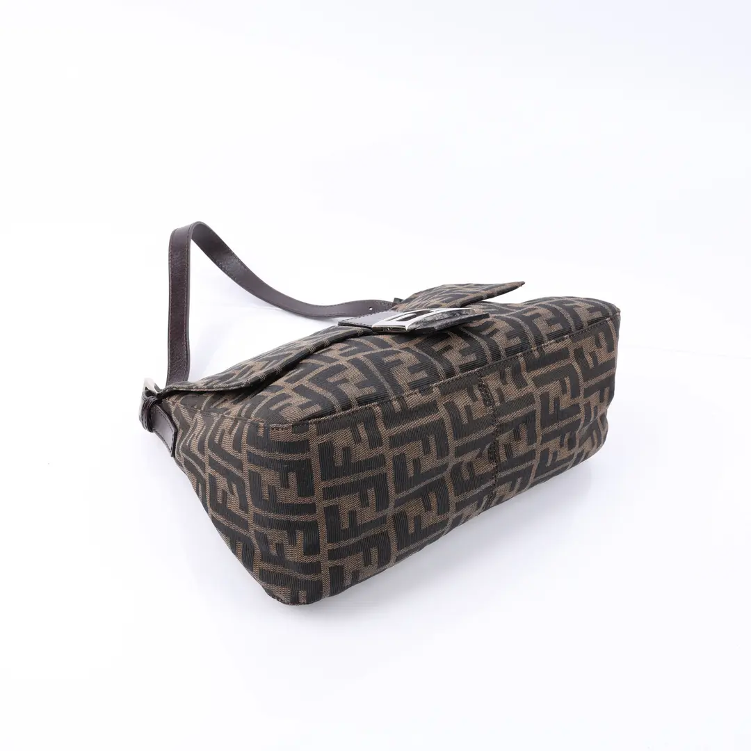 Fendi Zucca Baguette Brown Canvas Shoulder Bag