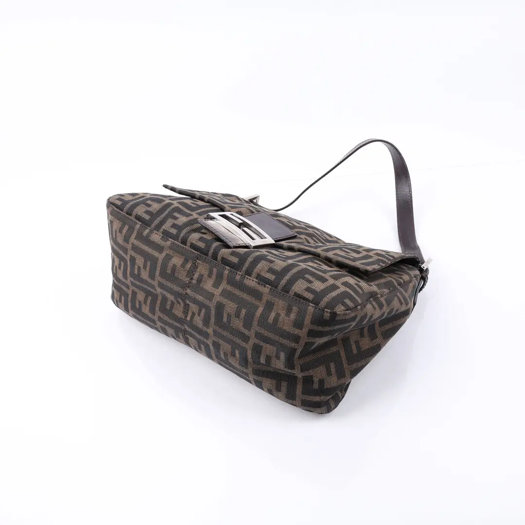 Fendi Zucca Baguette Brown Canvas Shoulder Bag