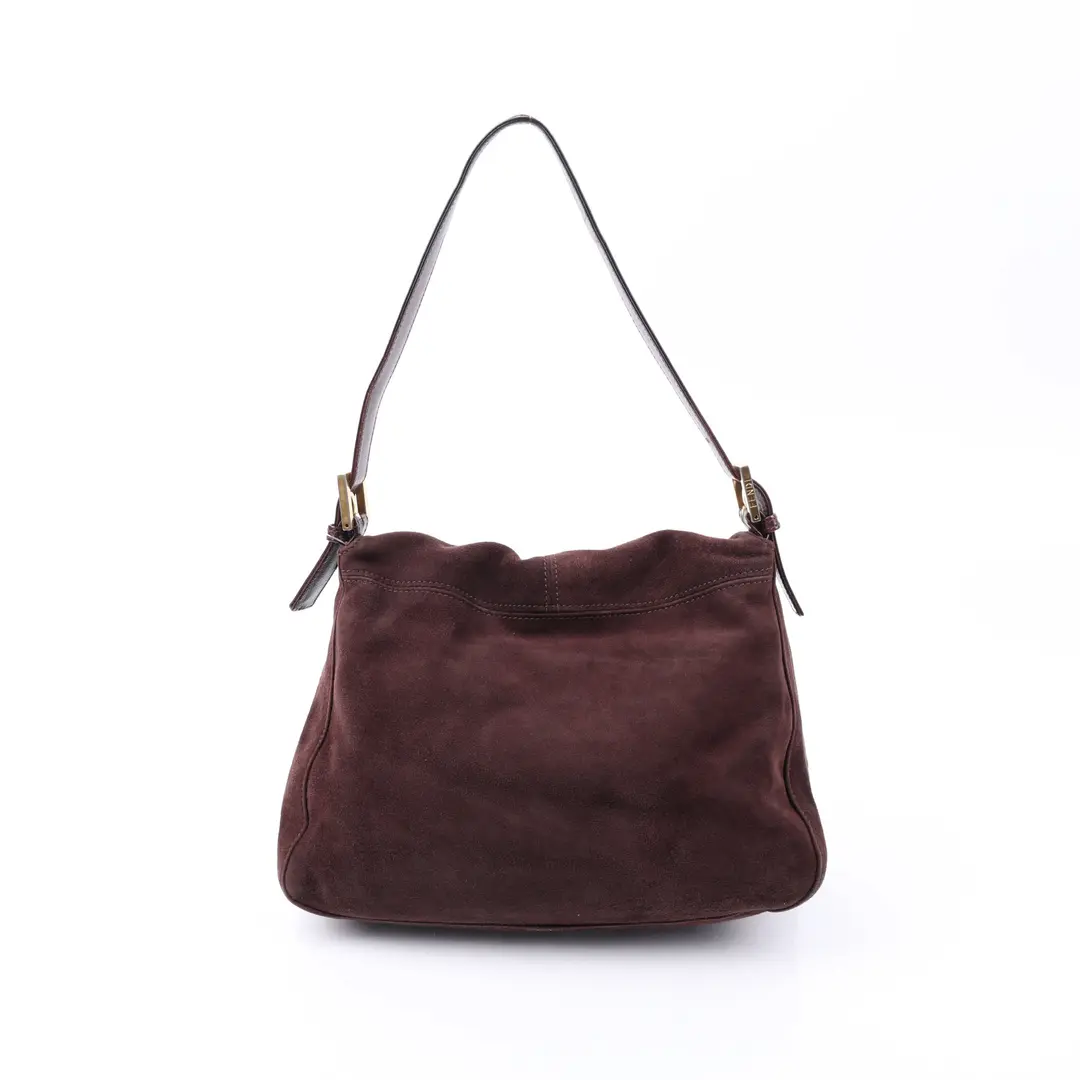 Fendi Baguette Brown Suede Shoulder Bag