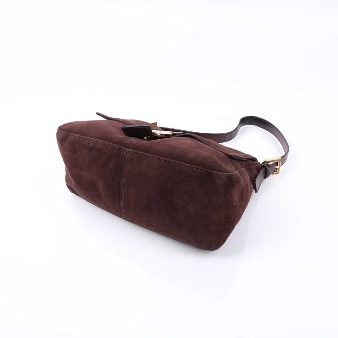 Fendi Baguette Brown Suede Shoulder Bag