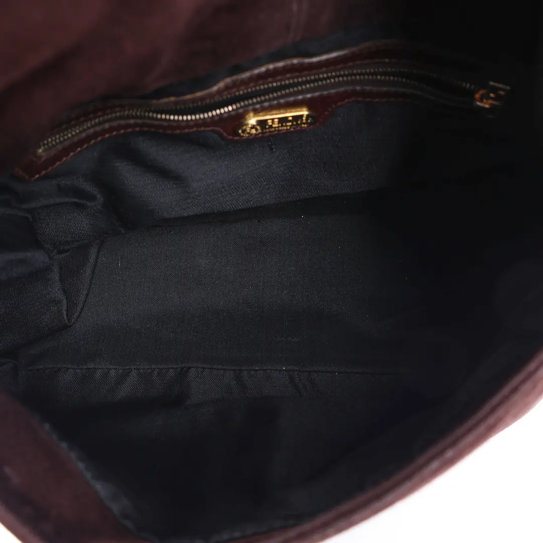 Fendi Baguette Brown Suede Shoulder Bag