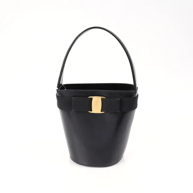 Salvatore Ferragamo Vara Black Leather Bucket Bag