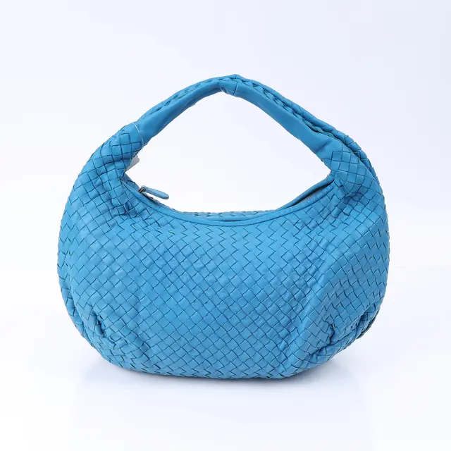 Bottega Veneta Veneta Blue Intrecciato Leather Shoulder Bag