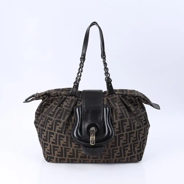 Fendi Zucca Chef Brown Canvas Shoulder Bag