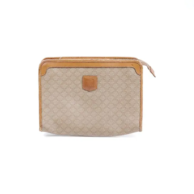 Celine Macadam Beige Canvas Clutch Bag