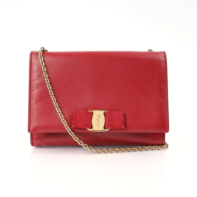 Salvatore Ferragamo Vara Bow Red Saffiano Leather Crossbody Bag
