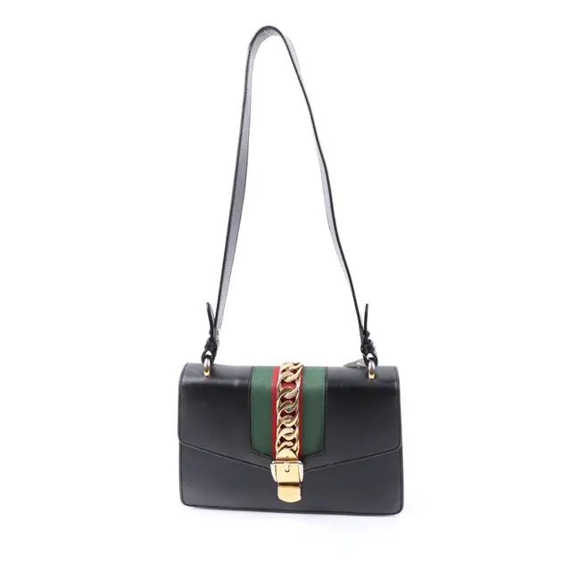 Gucci Sylvie Black Leather Shoulder Bag