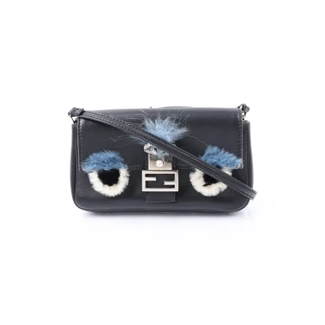 Fendi Baguette Micro Black Leather Crossbody Bag