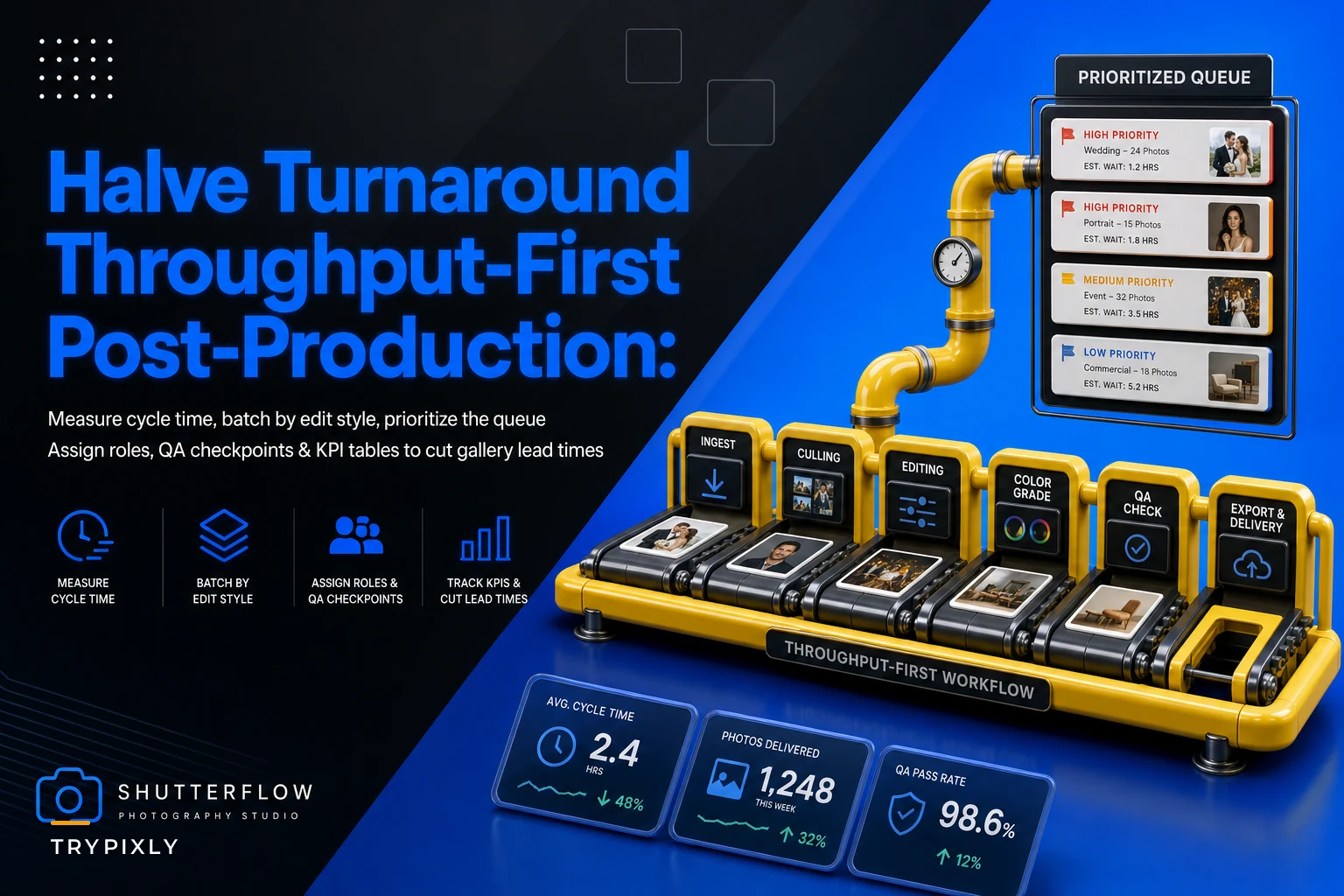 Cut gallery turnaround in half: a throughput-first post-production workflow for studios