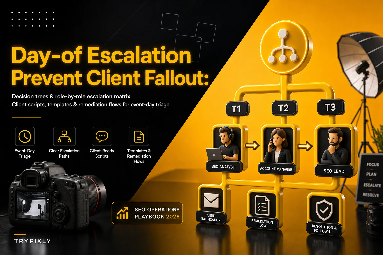 How a day-of escalation plan prevents client fallout: decision trees and role scripts for event-day triage