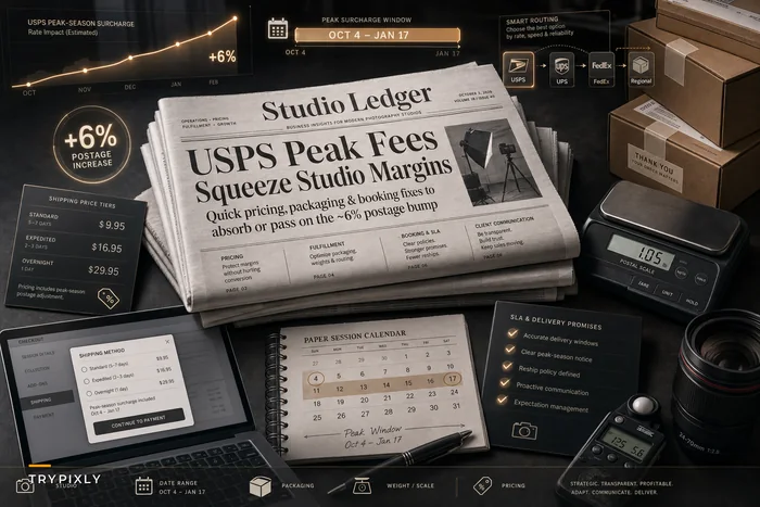 Protect Studio Margins from USPS' 2026 Peak‑Season Rate Hike: Pricing, Fulfillment & Booking Fixes