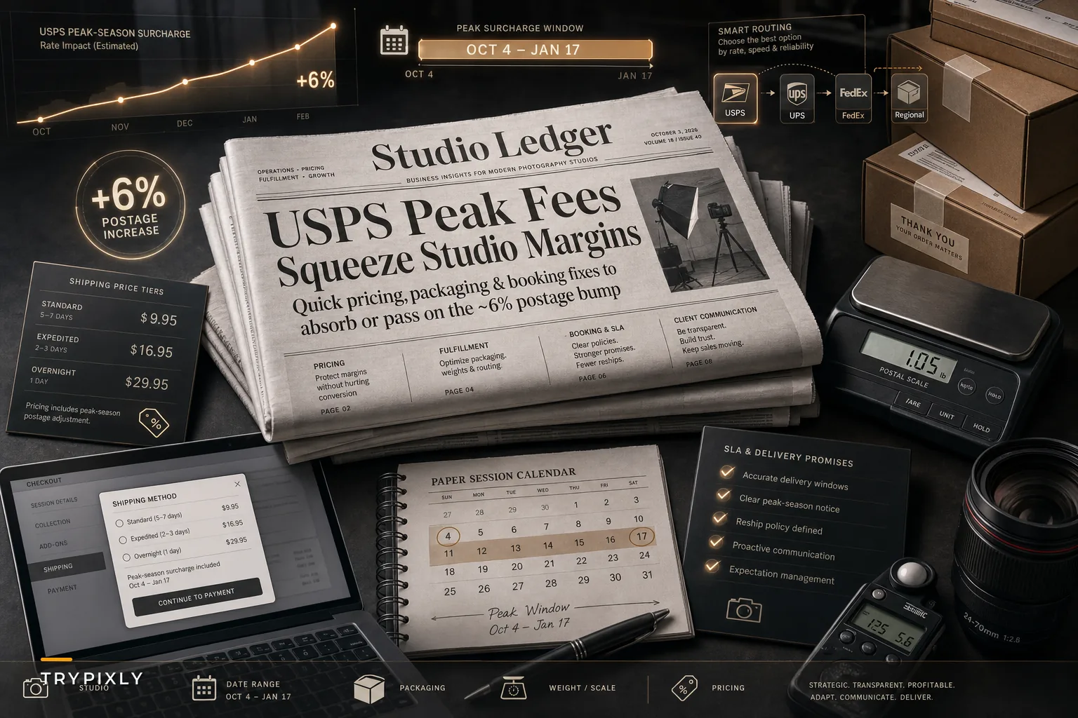 Protect Studio Margins from USPS' 2026 Peak‑Season Rate Hike: Pricing, Fulfillment & Booking Fixes