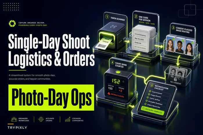 Single‑day school and sports photo logistics and order operations