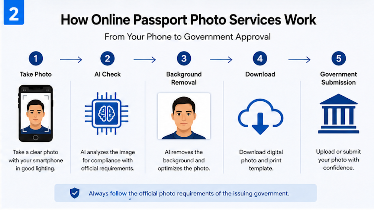 Photogov.net passport photo creation workflow and document type selection