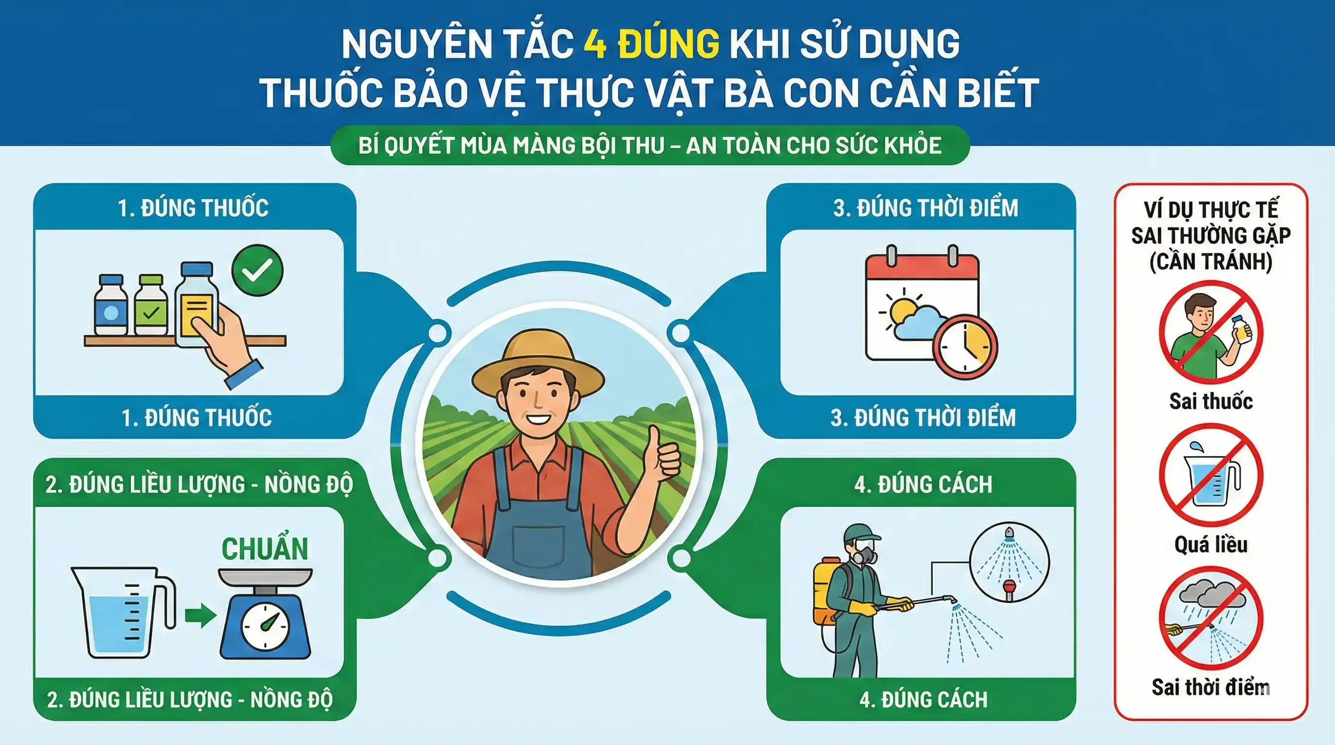 Nguyên tắc 4 đúng khi sử dụng thuốc bảo vệ thực vật bà con cần biết